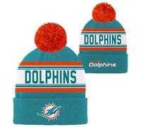 NFL Kids Youth 8-20 Official Primary Logo Sport Knit Cold Weather Cuffed Pom Beanie Hat, Miami Dolphins, One Size