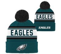 NFL Kids Youth 8-20 Official Primary Logo Sport Knit Cold Weather Cuffed Pom Beanie Hat, Philadelphia Eagles, One Size