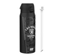 Ion8 NFL Raiders Sports Thermal Water Bottle with Removable Straw, 750ml/24oz, Leak-proof Vacuum Insulated Drinking Bottle, Easy to Open, Secure Lock, Dishwasher Safe, Flip Cover, Metal water Bottle