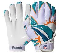 Franklin Sports NFL Miami Dolphins Youth Receiver Gloves,White,Medium