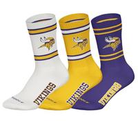 NFL MINNESOTA VIKINGS 3pk Crew Socks - WHT/YEL/PUR - 39/42