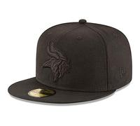 NFL Minnesota Vikings Men's Black On Black 59Fifty Fitted Cap, 7 1/4", Black