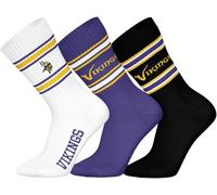 Nfl Minnesota Vikings Socks 3 Pack Crew Socks