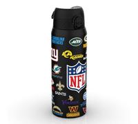 NFL Multi Teams Sports Thermal Water Bottle with Removable Straw, 750ml/24oz, Leak Proof Insulated Drinking Bottle, Easy to Open, Secure Lock, Dishwasher Safe, Flip Cover, Metal Water Bottle