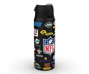 NFL Multi Teams Sports Thermal Water Bottle with Removable Straw, 750ml/24oz, Leak Proof Insulated Drinking Bottle, Easy to Open, Secure Lock, Dishwasher Safe, Flip Cover, Metal Water Bottle