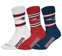 NFL Unisex Socks, Pack of 6 Teams, 6 Pack Crew Socks, Football, Logo, Cotton Blend, New England Patriots 2, 43-46