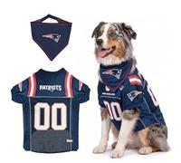NFL New England Patriots Dog Premium Jersey with Coordinated Tie Bandana Included, Size Medium Official NFL Pet Apparel, Breathable Mesh, Durable, Team Logo Design, Cat Sports Jerseys T-Shirt