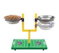 NFL New York Giants Goalpost Football Field Dog Feeder - Adjustable Elevated Dog Bowls with Stand, 2 Stainless Steel Bowls, Non-Slip Rubber Feet, Raised Pet Feeder for Large & Small Dogs, Cats.