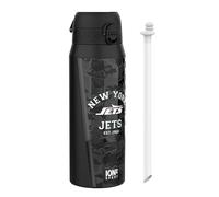 Ion8 NFL New York Jets Sports Thermal Water Bottle with Removable Straw, 750ml/24oz, Leak Proof Insulated Drinking Bottle, Easy to Open, Secure Lock, Dishwasher Safe, Flip Cover, Metal Water Bottle