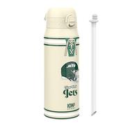 Ion8 NFL New York Jets Sports Thermal Water Bottle with Removable Straw, 750ml/24oz, Leak Proof Insulated Drinking Bottle, Easy to Open, Secure Lock, Dishwasher Safe, Flip Cover, Metal Water Bottle