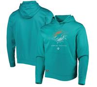 NFL Officially Licensed Kids Youth 8-20 Faded Primary Logo Watson Team Color Performance Pullover Hoodie, Miami Dolphins Aqua, 10-12