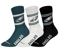 NFL Philadelphia Eagles 3pk Crew Socks, Green-White-Black, 39-42 (Pack of 3)