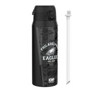 Ion8 NFL Eagles Sports Thermal Water Bottle with Removable Straw, 750ml/24oz, Leak-proof Vacuum Insulated Drinking Bottle, Easy to Open, Secure Lock, Dishwasher Safe, Flip Cover, Metal water Bottle