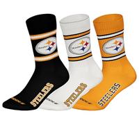 NFL Pittsburgh Steelers 3pk Crew Socks, Black/White/Yellow, 43-46