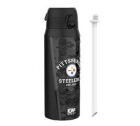 Ion8 NFL Steelers Sports Thermal Water Bottle with Removable Straw, 750ml/24oz, Leak-proof Vacuum Insulated Drinking Bottle, Easy to Open, Secure Lock, Dishwasher Safe, Flip Cover, Metal water Bottle