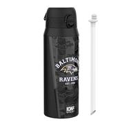 NFL Ravens Sports Thermal Water Bottle with Removable Straw, 750ml/24oz, Leak-Proof Vacuum Insulated Drinking Bottle, Easy to Open, Secure Lock, Dishwasher Safe, Flip Cover, Metal Water Bottle
