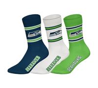 NFL Seat Seahawks 3-Piece Crew Neck Socks - NNY/WHT/GRN - 39/42