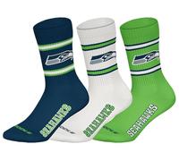 NFL Seattle Seahawks 3pk Crew Socks, Navy-White-Green, 43-46 (Pack of 3)