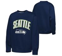 NFL Seattle Seahawks Boys' Crew Neck Sweatshirt, Officially Licensed Fleece Pullover, Navy (7-8 Years)