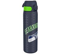 NFL Seattle Seahawks Lightweight Steel Water Bottle, 600 ml/20 oz, Non-Insulated, Leak Proof, Easy to Open, Secure Lock, Dishwasher Safe, Flip Cover, Fits Cup Holders, Metal Water Bottle