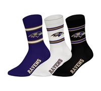 NFL Unisex Crew Socks 3-Pack, Team Logo Football Socks, Multiple Teams