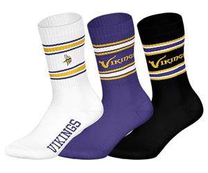 NFL Unisex Minnesota Vikings Crew Socks Sport Socks (Pack of 3)