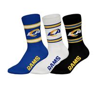 NFL Rams 3pk Crew Socks, Blue-White-Black, 43-46