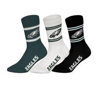 NFL Philadelphia Eagles 3-Piece Round Neck Socks - GRN/WHT/BLK - 43/46, Green-White-Black, 39-42