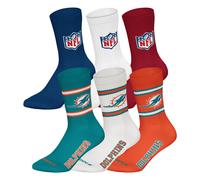 NFL Unisex Socks, 6-Pack - NFL Teams, 6-Pack Crew Socks, Football, Logo