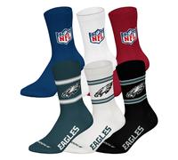 NFL Unisex Socks, 6-Pack - NFL Teams, 6-Pack Crew Socks, Football, Logo