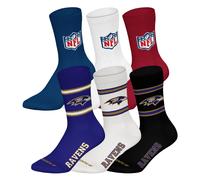 NFL Unisex Socks, 6-Pack - NFL Teams, 6-Pack Crew Socks, Football, Logo