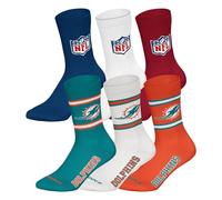 NFL Unisex Socks, 6-Pack Teams, 6 Pack Crew Socks, Football, Logo, Cotton Blend, 39-42