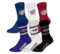 NFL Unisex Socks, 6-Pack Teams, 6 Pack Crew Socks, Football, Logo, Cotton Blend, 43-46