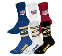NFL Unisex Socks, 6-Pack Teams, 6 Pack Crew Socks, Football, Logo, Cotton Blend, 43-46