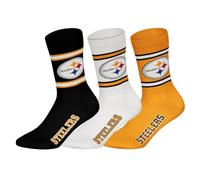 NFL Pittsburgh Steelers 3pk Crew Socks, Black/White/Yellow, 39-42