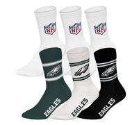 NFL Unisex Team Crew Socks, Pack of 6 | Soft cotton blend, ribbed cuff with stripes and logo, breathable, easy to care for