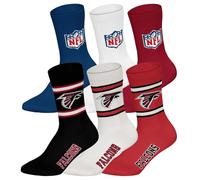 NFL Unisex Team Crew Socks, Pack of 6 | Soft cotton blend, ribbed cuff with stripes and logo, breathable, easy to care for
