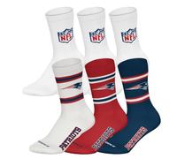NFL Unisex Team Crew Socks, Pack of 6 | Soft cotton blend, ribbed cuff with stripes and logo, breathable, easy to care for