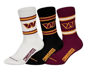 NFL WASHINGTON COMMANDERS 3pk Crew Socks - WHT/BLK/BUR - 39/42