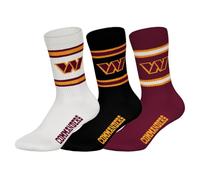 NFL Commanders 3pk Crew Socks, White-Black-Red, 43-46