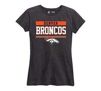 NFL Womens Charcoal Relaxed Fit Tshirt, Football Apparel, Tagless Short Sleeve Tee (Denver Broncos - Black, Womens Small)