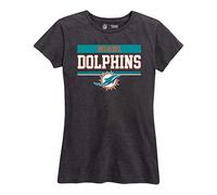 NFL Womens Charcoal Relaxed Fit Tshirt, Football Apparel, Tagless Short Sleeve Tee (Miami Dolphins - Black, Womens Medium)