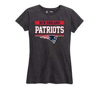 NFL Womens Charcoal Relaxed Fit Tshirt, Football Apparel, Tagless Short Sleeve Tee (New England Patriots - Black, Womens Medium)