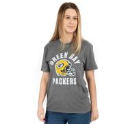 NFL Green Bay Packers T-Shirt for Women | Ladies American Football Game Short Sleeve Charcoal Jersey Top Gamer Clothing Merchandise XXL