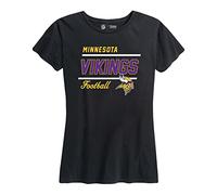 NFL Womens Relaxed Fit Tshirt, Gameday Apparel, Tagless Rib Neck Contour Fit Short Sleeve Tee (Minnesota Vikings - Black, Womens Medium)