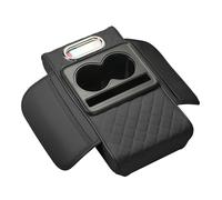 NFNFFC Car Armrest Pad for Peugeot 2008 2013 2014 2015 2016 2017 2018 2019, Leather Center Console Armrest Pad With Cup Holder and Tissue Box, Car Accessories,Black
