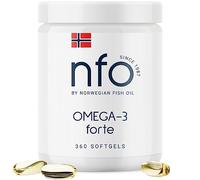 NFO Omega 3 Forte - 360 Capsules | High Strength Fish Oil from Norway | EPA DHA with Vitamin E | One Capsule Daily | Value Pack (1er-Pack, 360 St.)