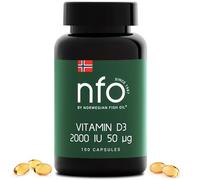 NFO Vitamin D3 2000 [100 Capsules] Norwegian Fish Oil Natural High Dose Vitamin D Complex 2000 IU (50 µg) in The Form of cholecalciferol +30% More Effective Than D3 Strengthens