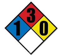 NFPA 704 1-3-0 Diamond Label Decal - Gasoline, Methanol, Jet Fuels Safety Placard Sticker Sign for Tanks, Storage, Buildings - 10 Inch