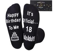 Nfpggs 18th Birthday Gifts for Boys Calf-length Socks, Size 9-11,Non-slip,With Gift Box, Funny Birthday Sock (Black01-18th)